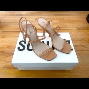 SCHUTZ Nude Strappy Heel in a Size 6